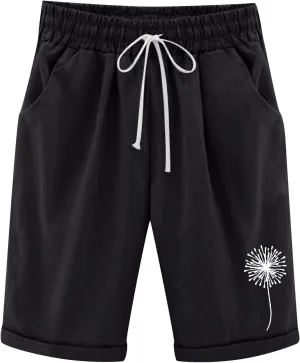 LCMTWX Flowy Shorts Waist Pants Shorts Loose Elastic Pocketed Womens Casual Drawstring Pants Flowy Shorts Jean Shorts Short