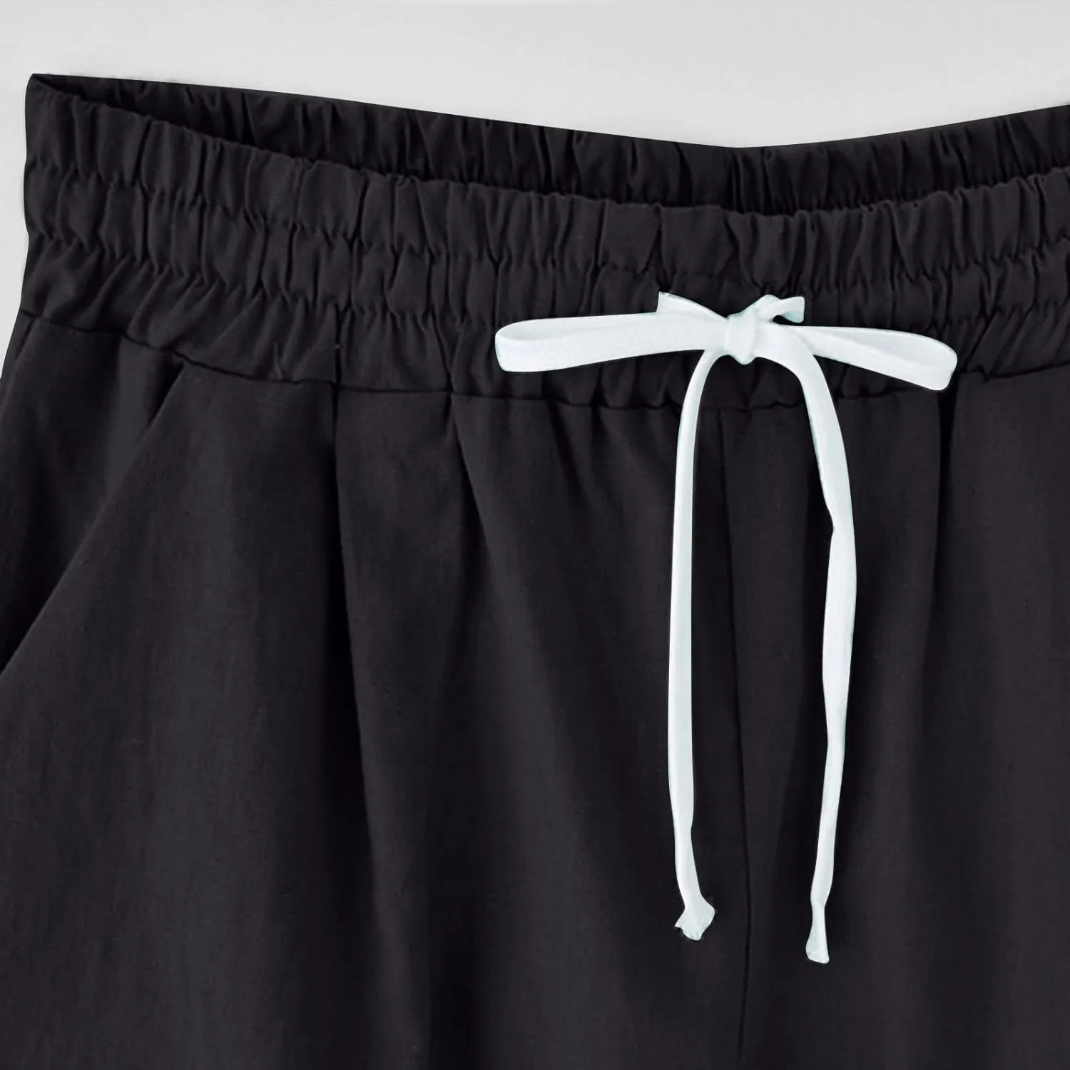 LCMTWX Flowy Shorts Waist Pants Shorts Loose Elastic Pocketed Womens Casual Drawstring Pants Flowy Shorts Jean Shorts Short