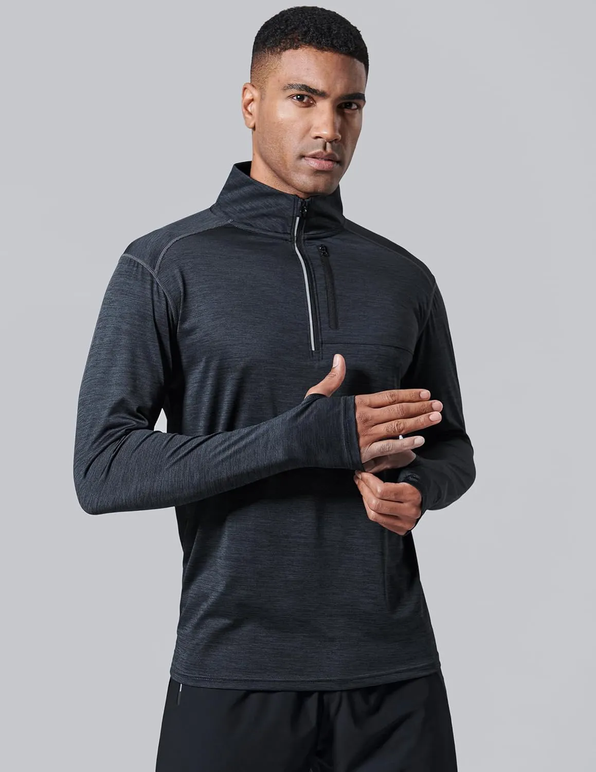 Liberty Imports 3-Pack Men’s Quarter-Zip Pullover Lightweight Long Sleeve Athletic Jackets Performance Workout Running Shirts