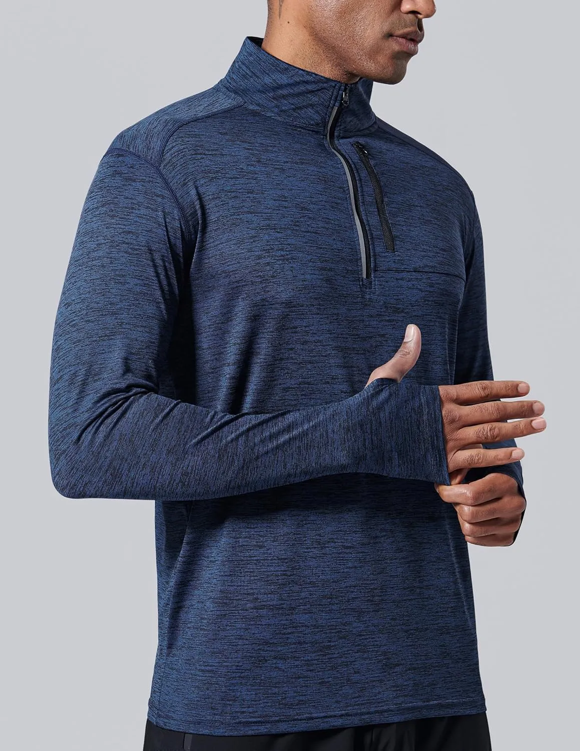 Liberty Imports 3-Pack Men’s Quarter-Zip Pullover Lightweight Long Sleeve Athletic Jackets Performance Workout Running Shirts