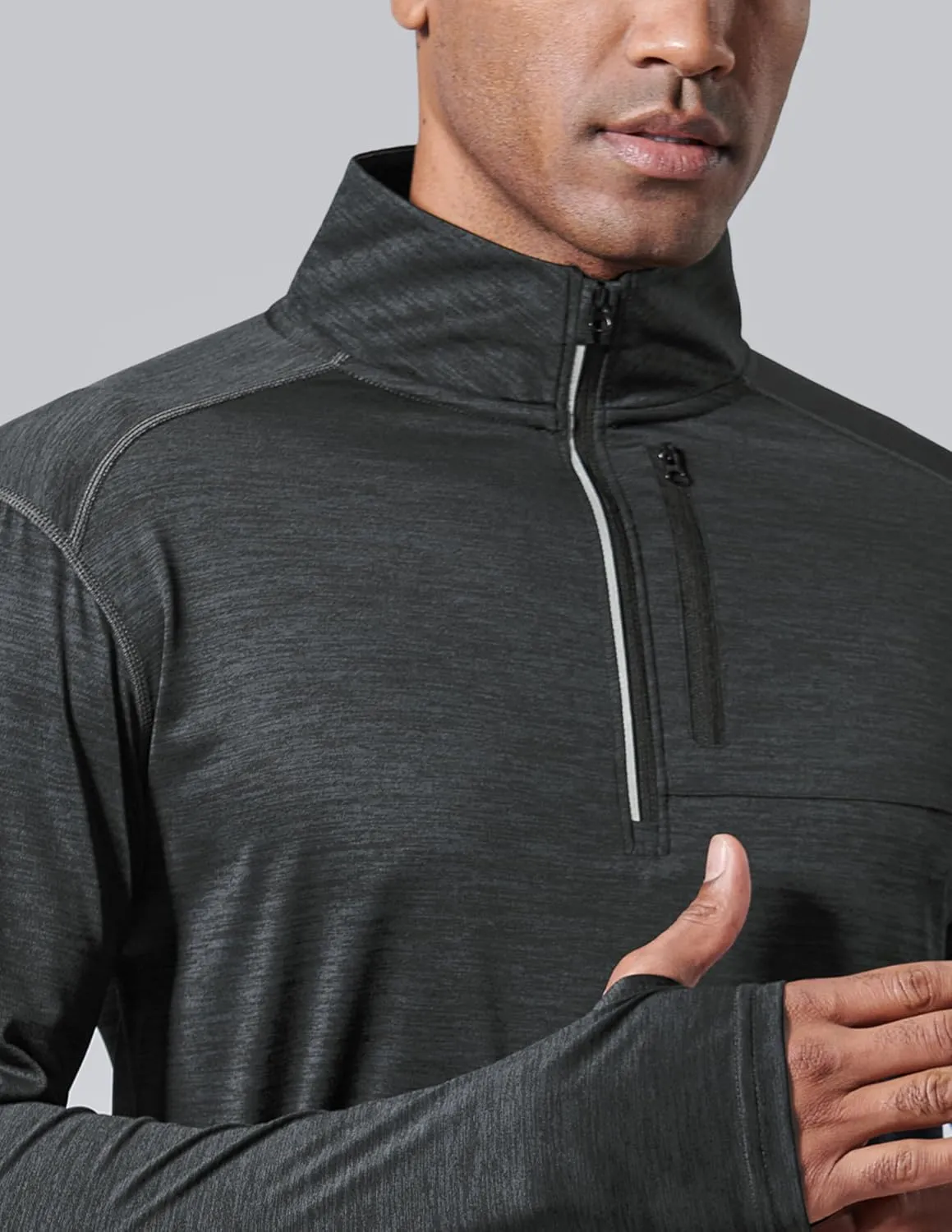 Liberty Imports 3-Pack Men’s Quarter-Zip Pullover Lightweight Long Sleeve Athletic Jackets Performance Workout Running Shirts