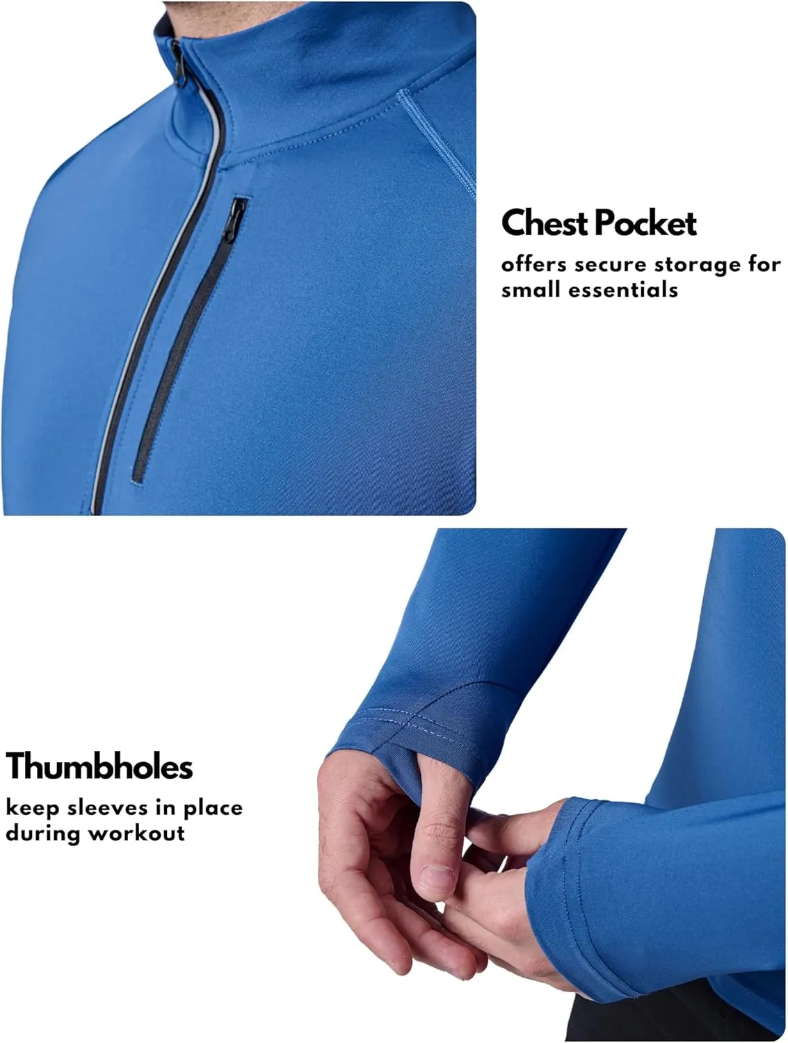 Liberty Imports 3-Pack Men’s Quarter-Zip Pullover Lightweight Long Sleeve Athletic Jackets Performance Workout Running Shirts