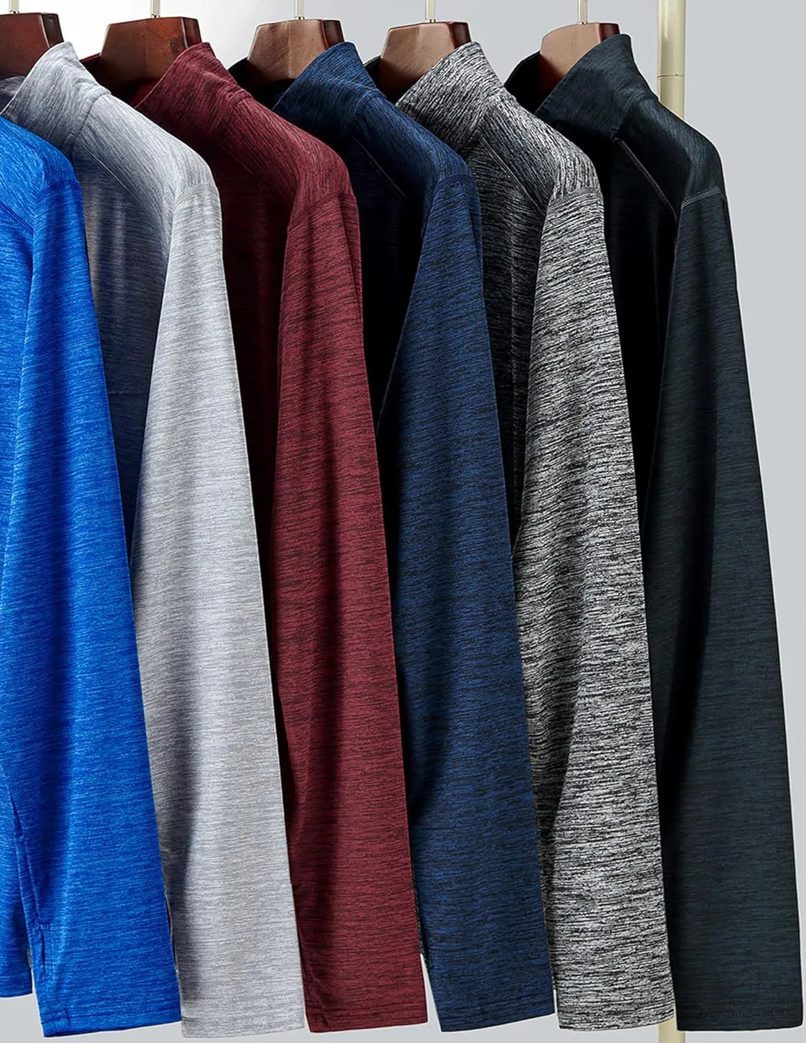 Liberty Imports 3-Pack Men’s Quarter-Zip Pullover Lightweight Long Sleeve Athletic Jackets Performance Workout Running Shirts