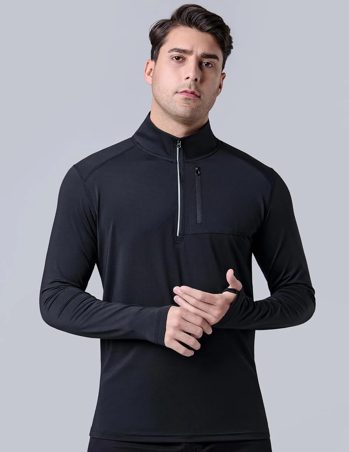 Liberty Imports 3-Pack Men’s Quarter-Zip Pullover Lightweight Long Sleeve Athletic Jackets Performance Workout Running Shirts