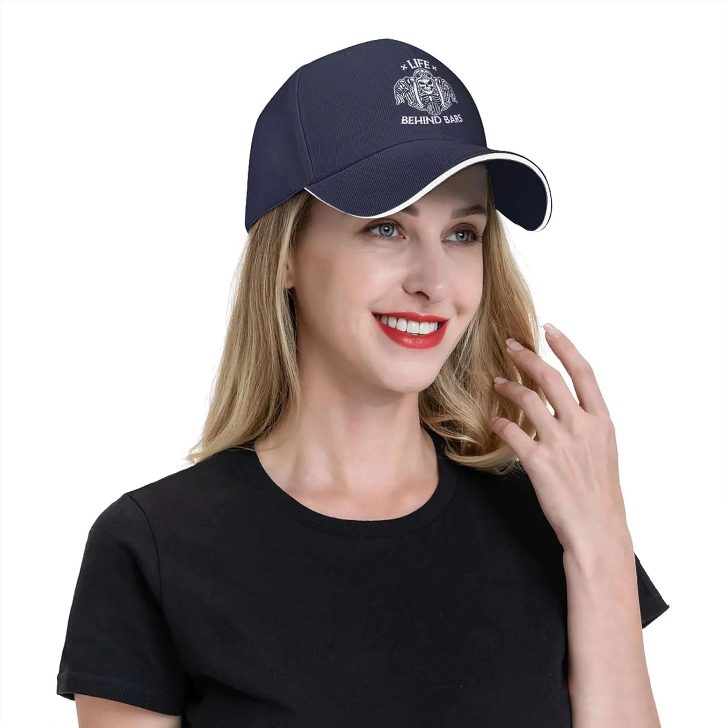 Life Behind Bars Motorcycle Biker Hat Mens Wide Brim Baseball Cap Adjustable Low Profile Sports Dad Hats