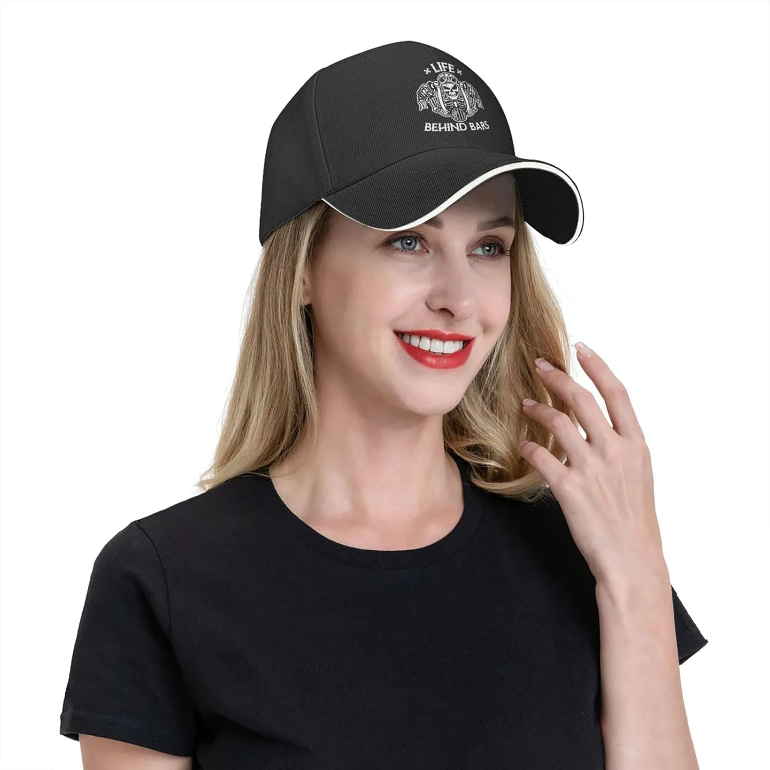 Life Behind Bars Motorcycle Biker Hat Mens Wide Brim Baseball Cap Adjustable Low Profile Sports Dad Hats