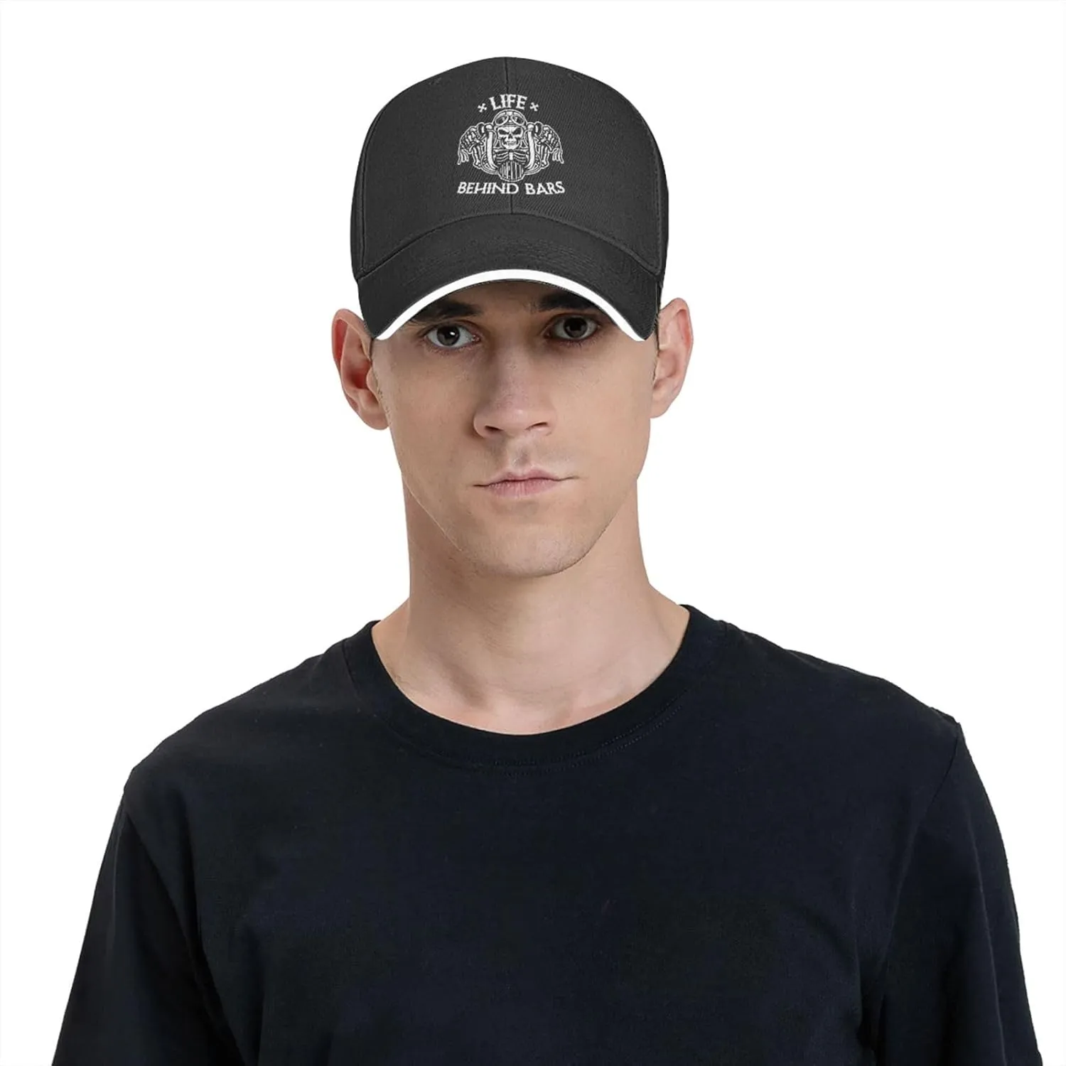 Life Behind Bars Motorcycle Biker Hat Mens Wide Brim Baseball Cap Adjustable Low Profile Sports Dad Hats