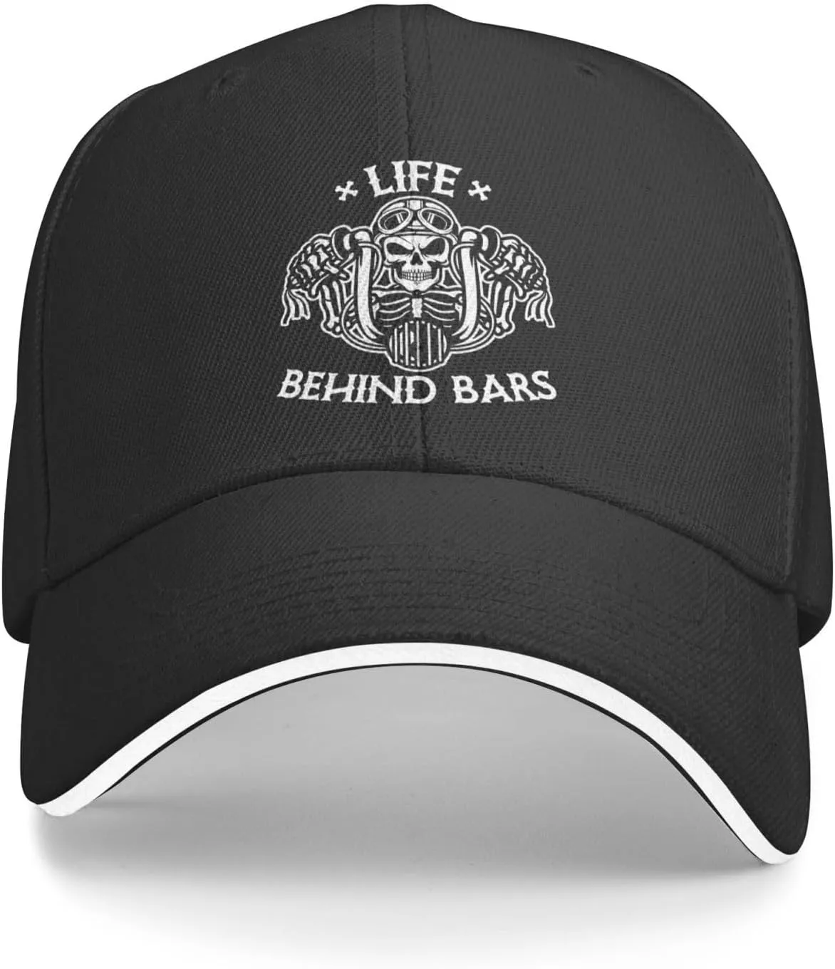 Life Behind Bars Motorcycle Biker Hat Mens Wide Brim Baseball Cap Adjustable Low Profile Sports Dad Hats