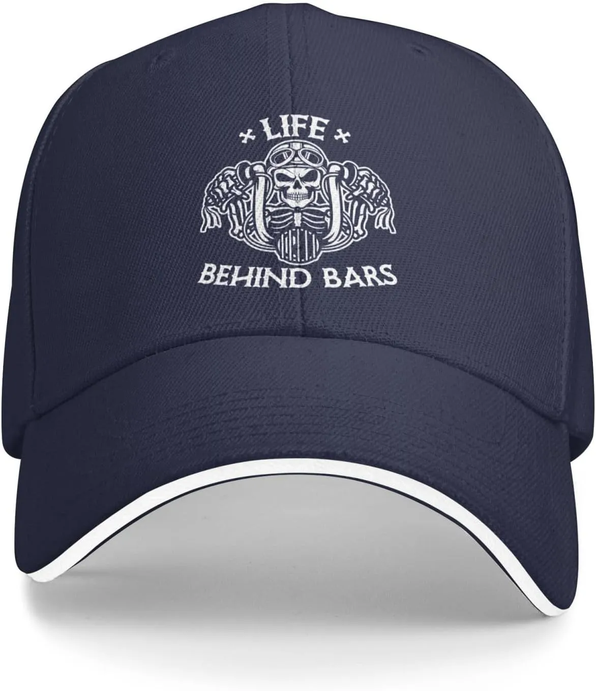 Life Behind Bars Motorcycle Biker Hat Mens Wide Brim Baseball Cap Adjustable Low Profile Sports Dad Hats