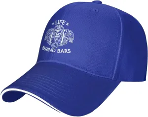 Life Behind Bars Motorcycle Biker Hat Mens Wide Brim Baseball Cap Adjustable Low Profile Sports Dad Hats