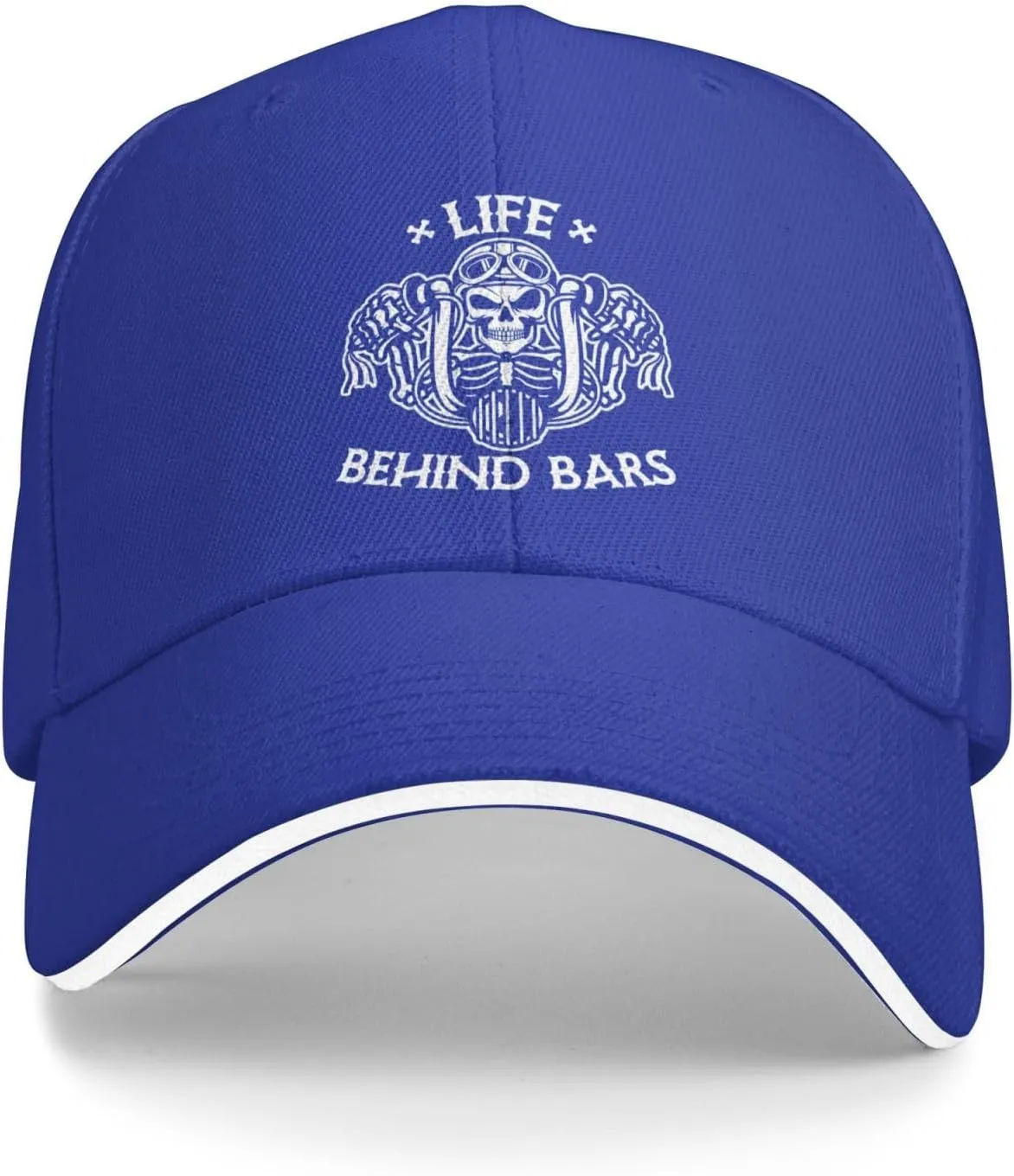 Life Behind Bars Motorcycle Biker Hat Mens Wide Brim Baseball Cap Adjustable Low Profile Sports Dad Hats
