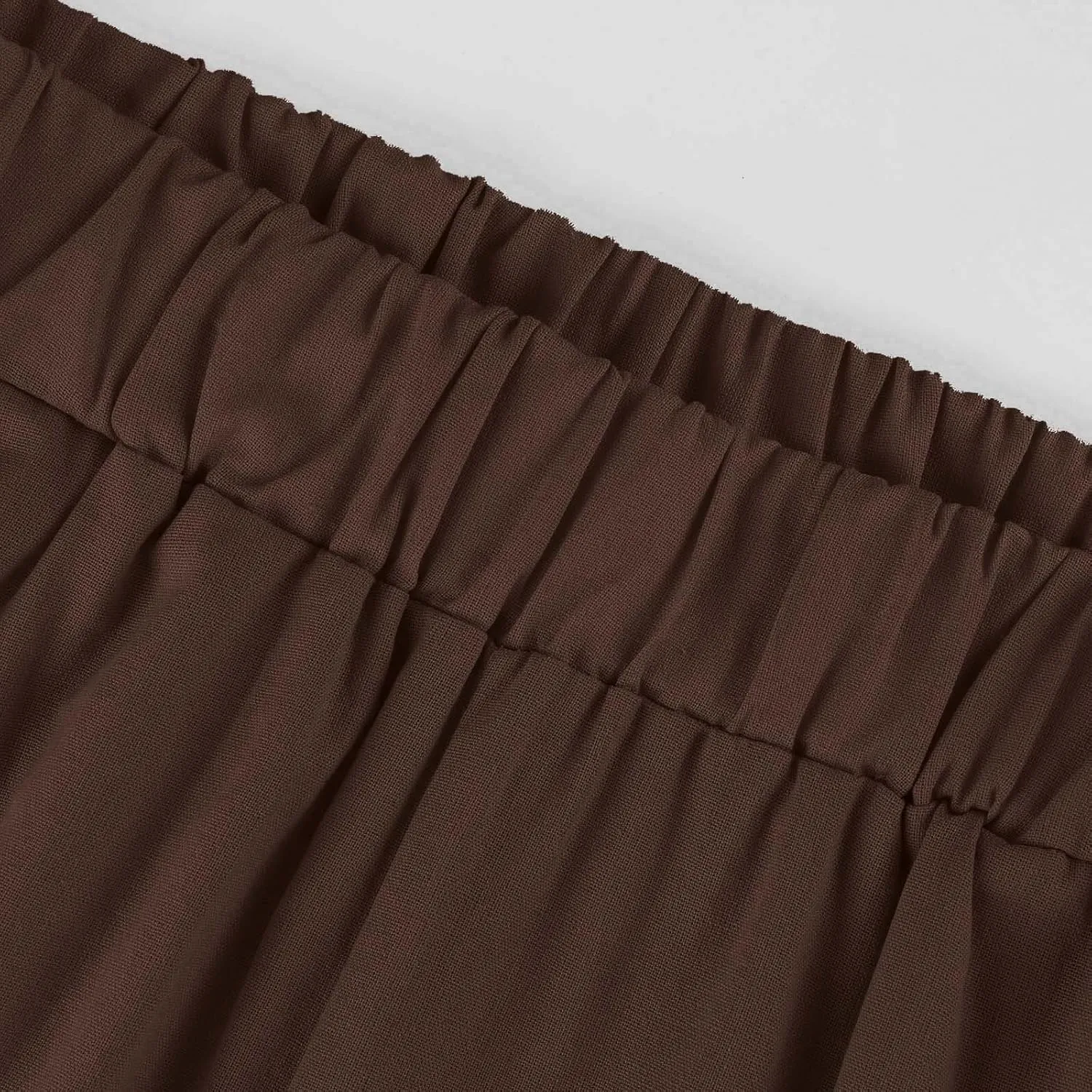 Lightweight Summer Pants Women Elastic Waist Linen Wide Leg Crop Pants Straight Leg Plus Size Capri Pants with Pocket