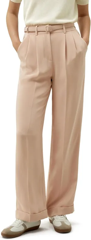 LilySilk Women 100% Silk Suit Pants Back Elastic Straight Leg Solid Casual Trousers for Ladies Work Spring Mahogany Rose