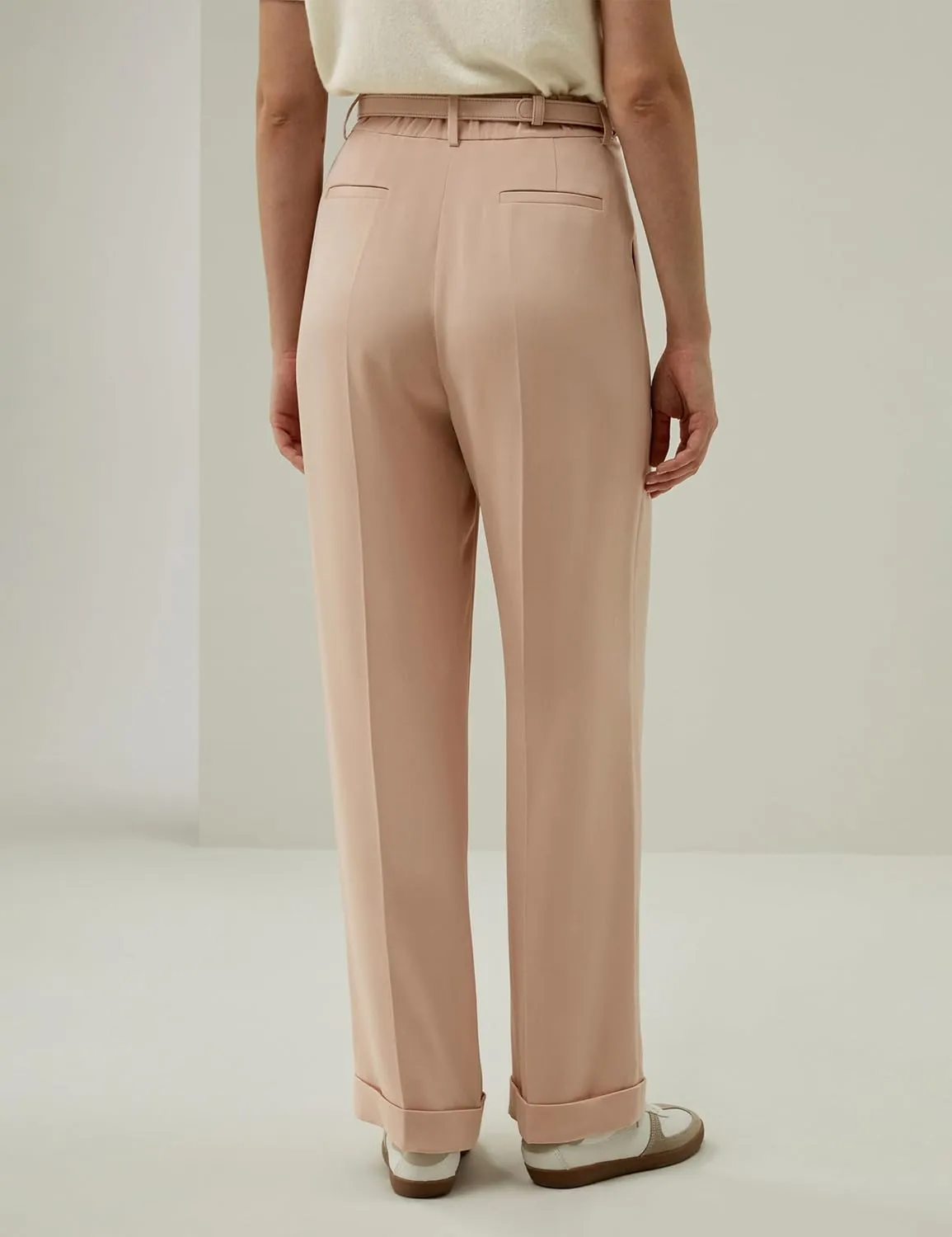 LilySilk Women 100% Silk Suit Pants Back Elastic Straight Leg Solid Casual Trousers for Ladies Work Spring Mahogany Rose