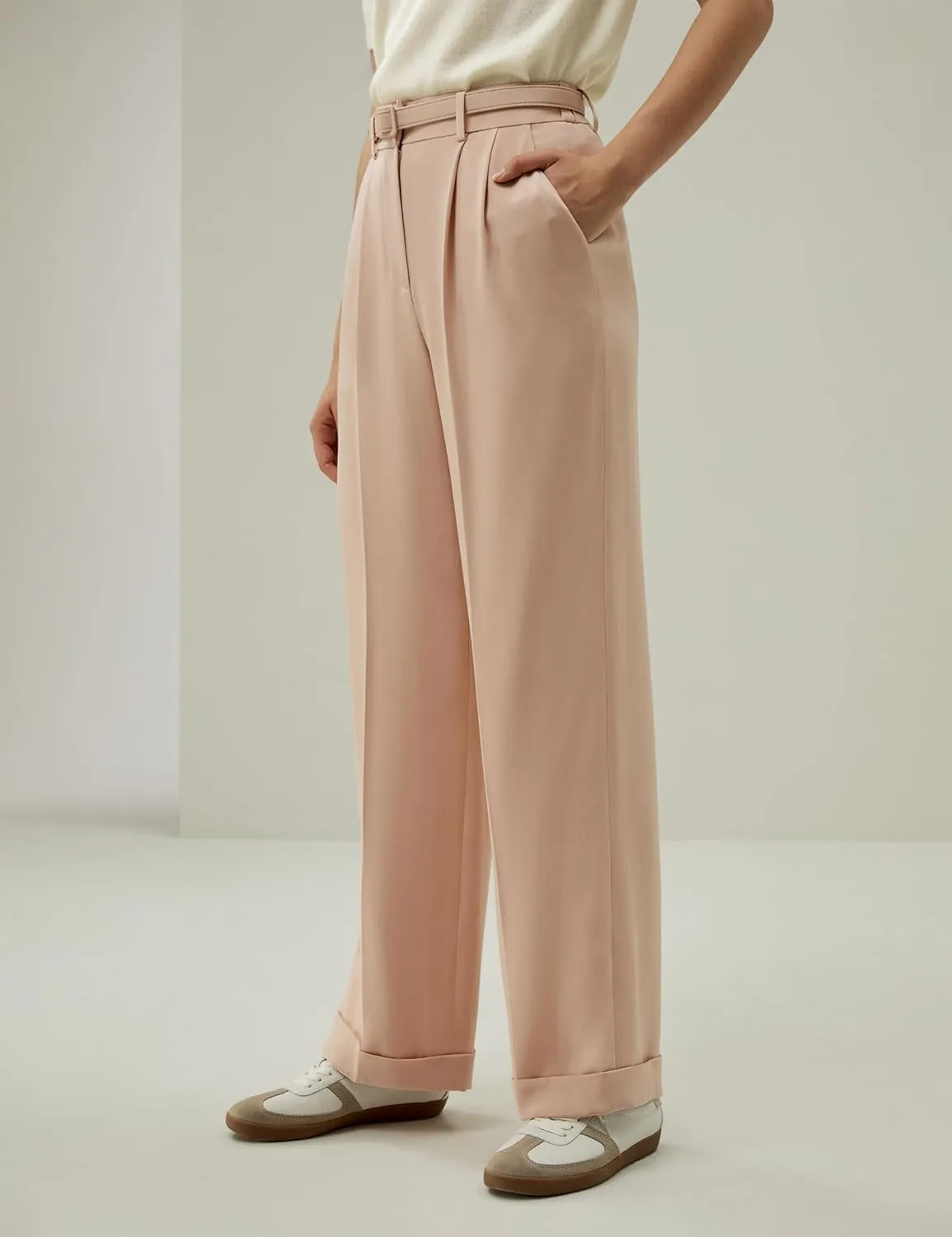 LilySilk Women 100% Silk Suit Pants Back Elastic Straight Leg Solid Casual Trousers for Ladies Work Spring Mahogany Rose