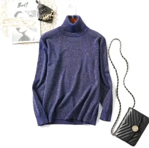 Long Sleeve Crew Neck Knit Oversized Pullover Sweater for Women Jumper Top Turtleneck Sweater