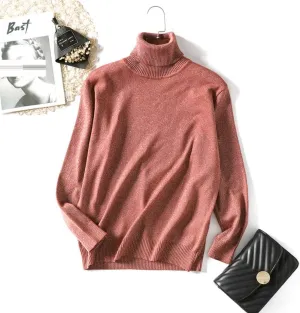 Long Sleeve Crew Neck Knit Oversized Pullover Sweater for Women Jumper Top Turtleneck Sweater