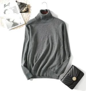 Long Sleeve Crew Neck Knit Oversized Pullover Sweater for Women Jumper Top Turtleneck Sweater