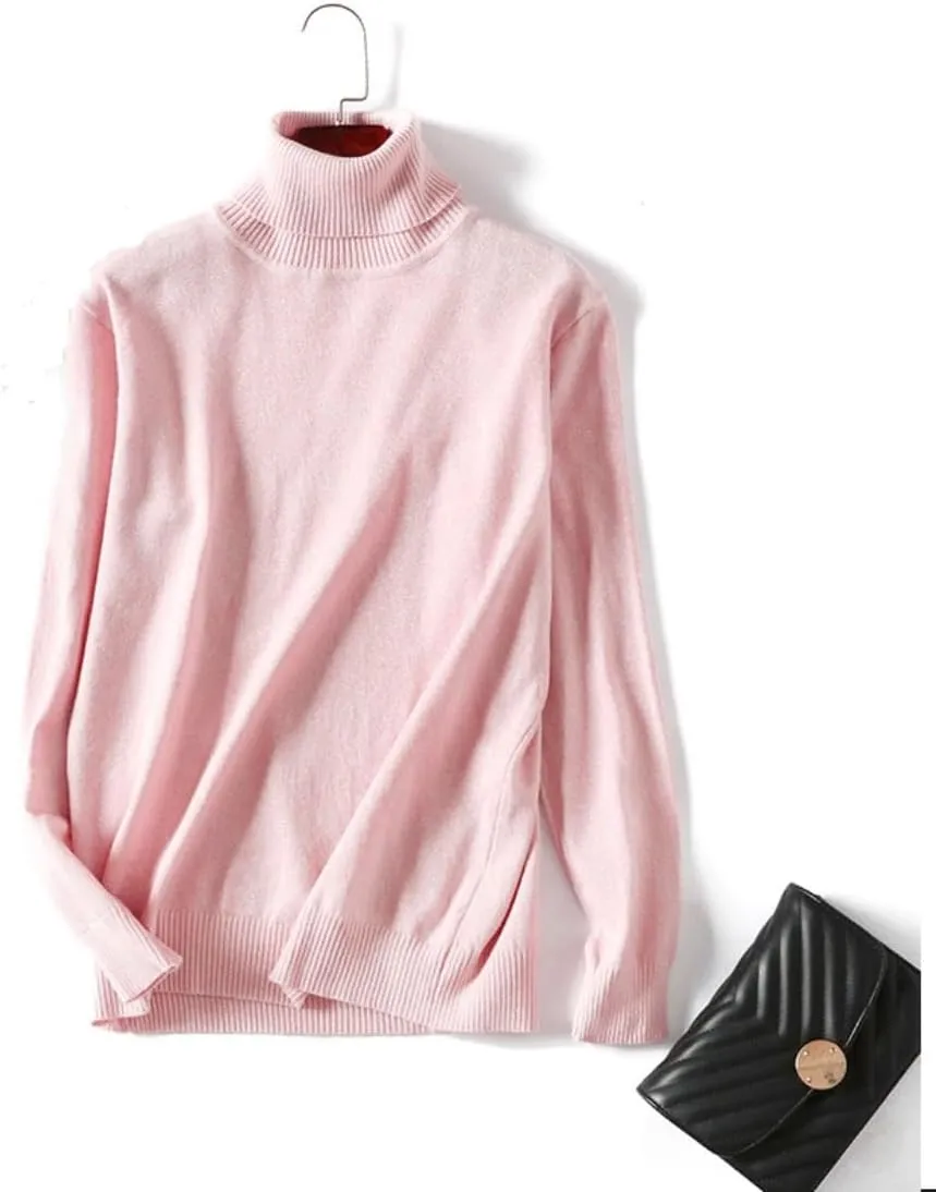 Long Sleeve Crew Neck Knit Oversized Pullover Sweater for Women Jumper Top Turtleneck Sweater
