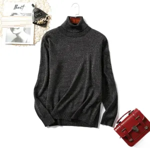 Long Sleeve Crew Neck Knit Oversized Pullover Sweater for Women Jumper Top Turtleneck Sweater