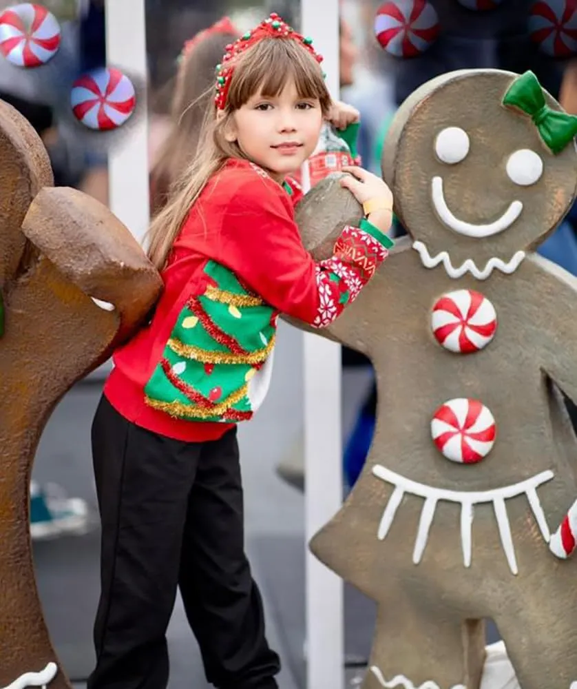 Lovekider 7-14 Years Girls Ugly Christmas Sweater for Kids Tinsel Garland Embellished Holiday Knit Pullovers