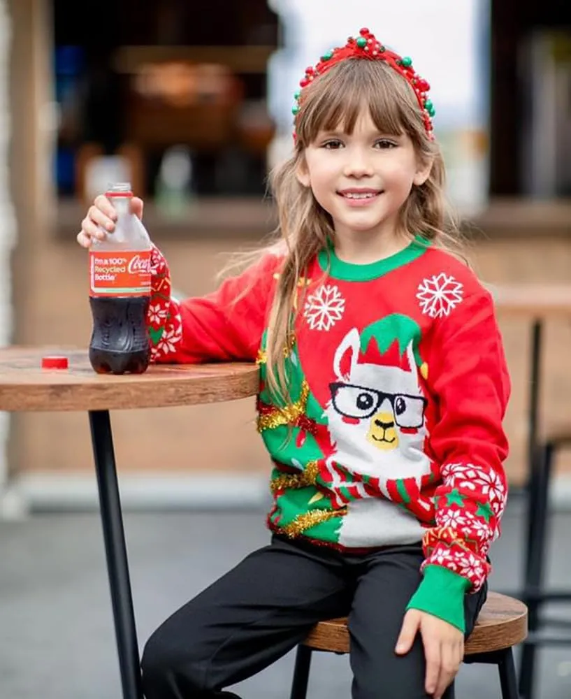 Lovekider 7-14 Years Girls Ugly Christmas Sweater for Kids Tinsel Garland Embellished Holiday Knit Pullovers