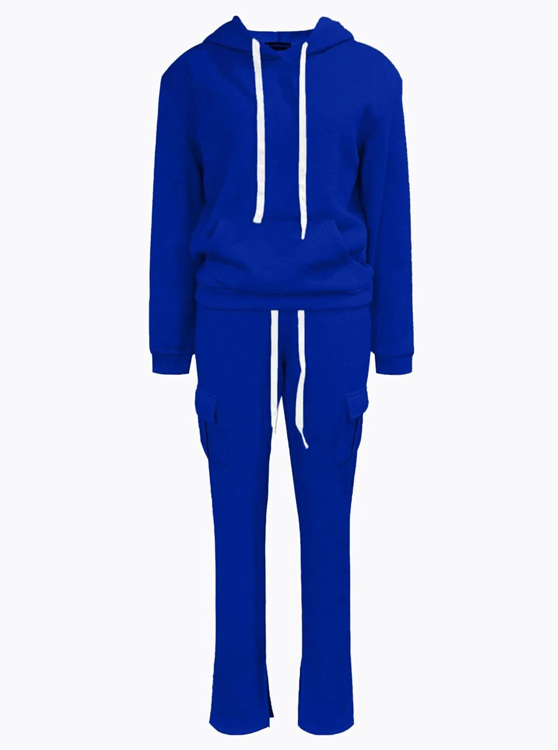 LovelyWholesale Women 2 Piece Outfits Long Sleeve Hoodies and Cargo Joggers Sweatsuit Sets