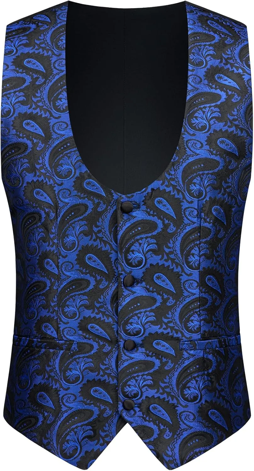 MAGE MALE Mens 3 Piece Floral Tuxedo Suits Slim Fit Paisley Shawl Lapel Suit for Dinner Prom Wedding