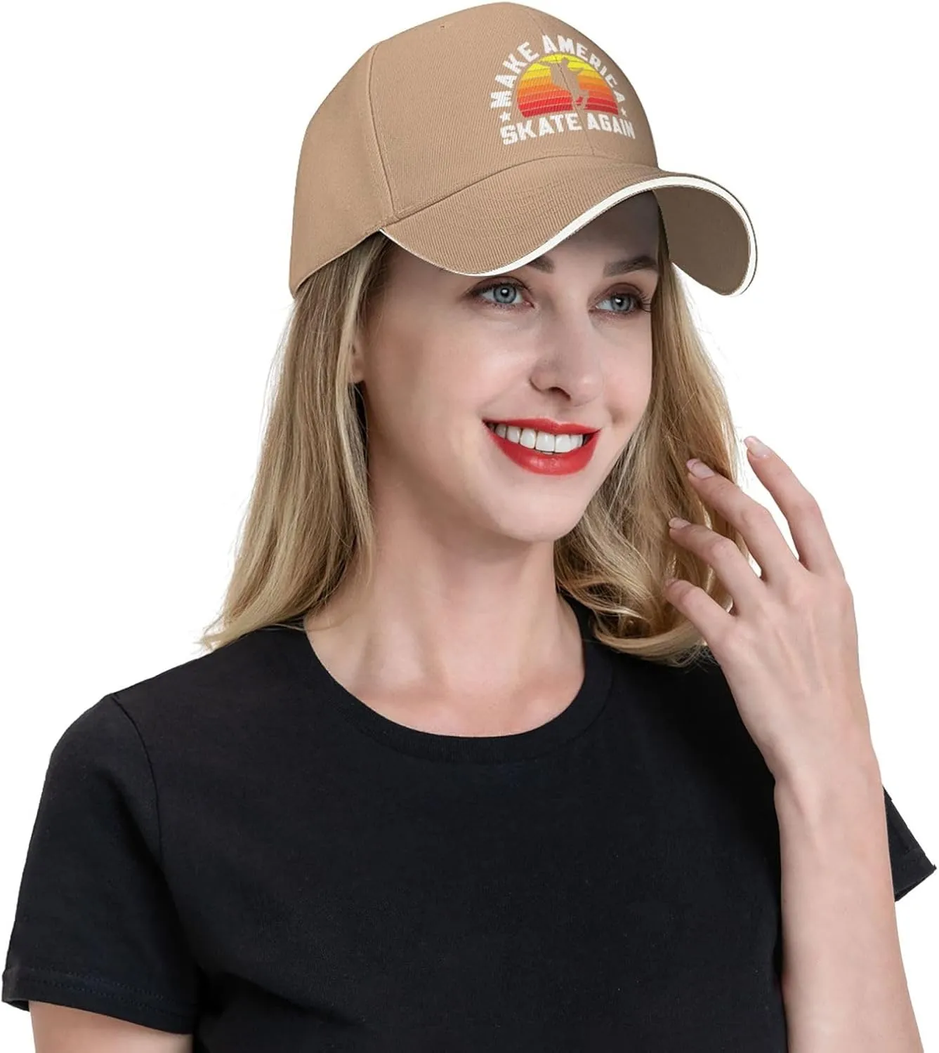 Make America Skate Again Skateboard Hat Mens Wide Brim Baseball Cap Adjustable Low Profile Sports Dad Hats