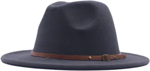 Men & Women Fedora Hat Belt Buckle Classic Wide Brim Floppy Panama Hats Beach Sun Hat Men's Dress Hats