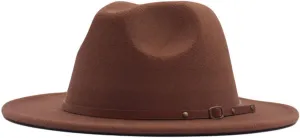 Men & Women Fedora Hat Belt Buckle Classic Wide Brim Floppy Panama Hats Beach Sun Hat Men's Dress Hats