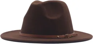 Men & Women Fedora Hat Belt Buckle Classic Wide Brim Floppy Panama Hats Beach Sun Hat Men's Dress Hats