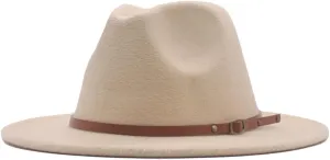 Men & Women Fedora Hat Belt Buckle Classic Wide Brim Floppy Panama Hats Beach Sun Hat Men's Dress Hats