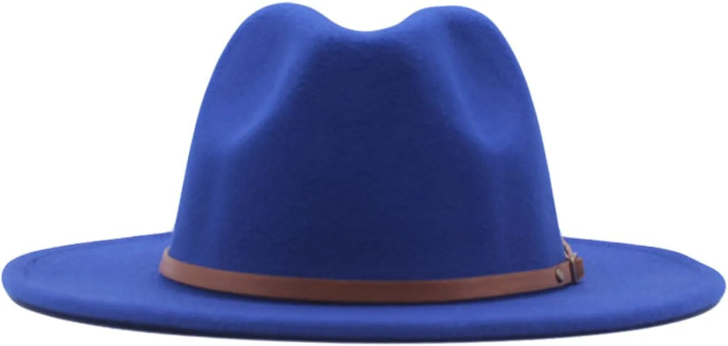 Men & Women Fedora Hat Belt Buckle Classic Wide Brim Floppy Panama Hats Beach Sun Hat Men's Dress Hats