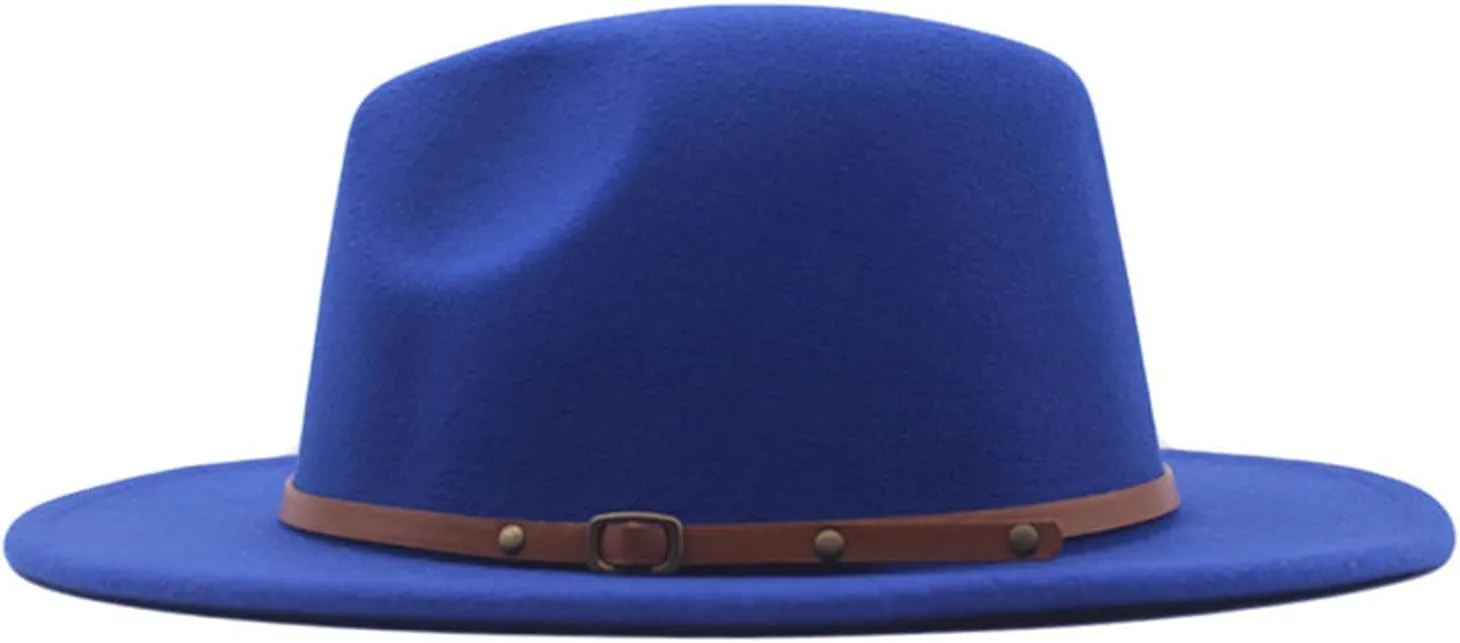 Men & Women Fedora Hat Belt Buckle Classic Wide Brim Floppy Panama Hats Beach Sun Hat Men's Dress Hats