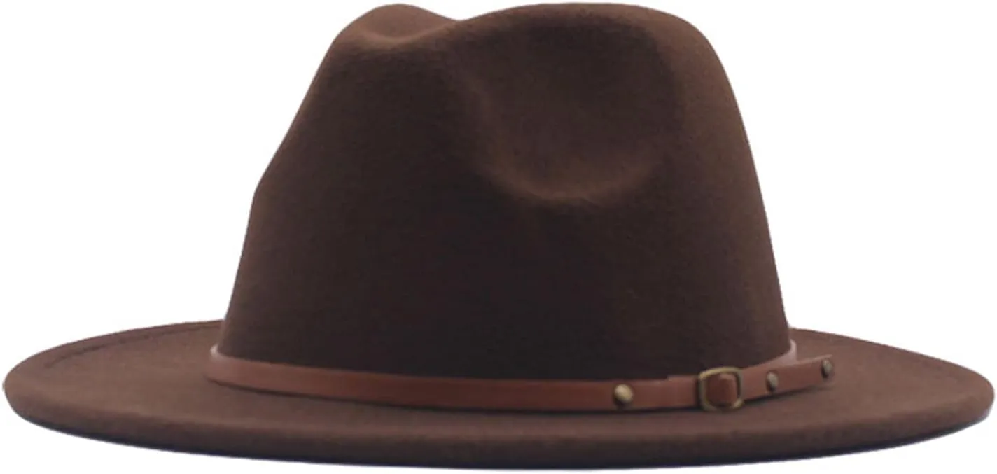 Men & Women Fedora Hat Belt Buckle Classic Wide Brim Floppy Panama Hats Beach Sun Hat Men's Dress Hats