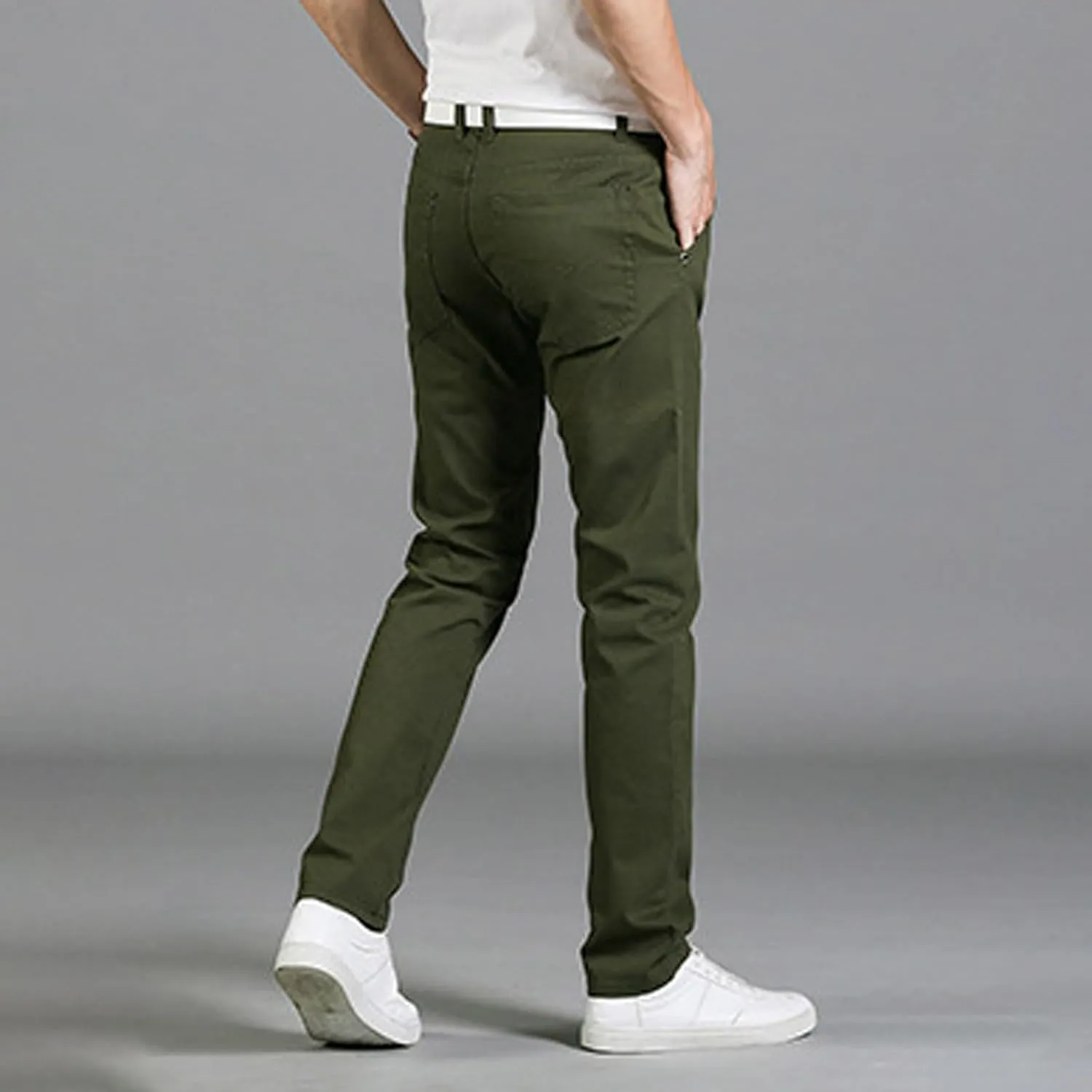 Men Trendy Denim Pants Straight Leg Button Zipper Solid Work Trousers Dailywear Comfy Athletic Fit Pants with Pockets