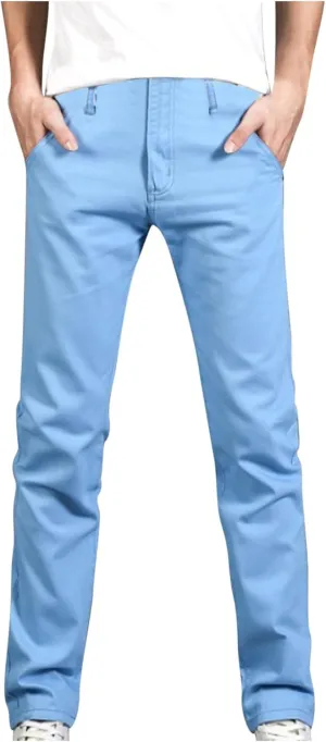 Men Trendy Denim Pants Straight Leg Button Zipper Solid Work Trousers Dailywear Comfy Athletic Fit Pants with Pockets