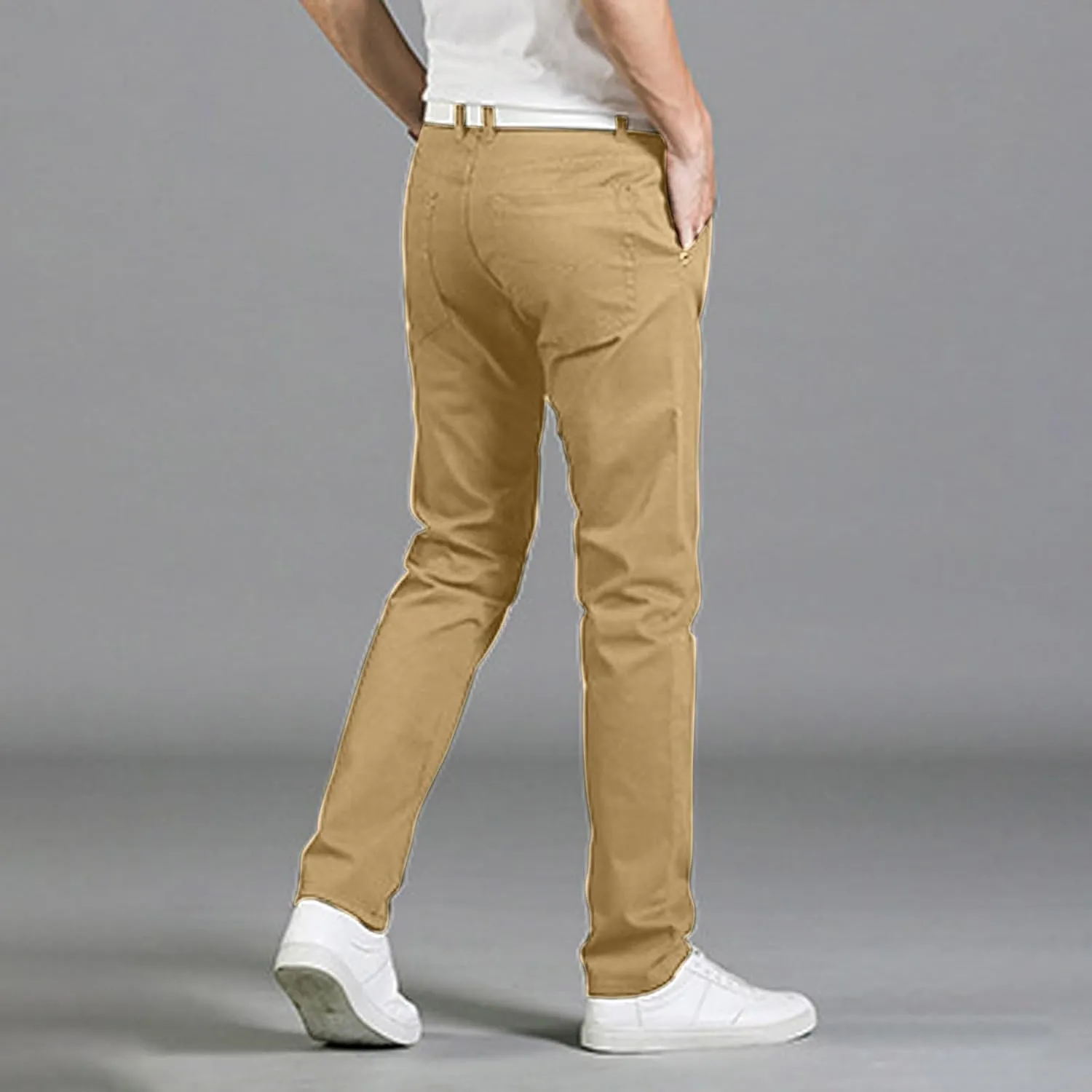 Mens 2023 Fashion Jeans Pants Slim Fit Trendy Stretch Straight Leg Casual Pants Solid Outdoor Dailywear with Pocket