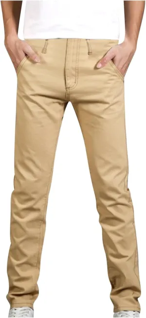 Mens 2023 Fashion Jeans Pants Slim Fit Trendy Stretch Straight Leg Casual Pants Solid Outdoor Dailywear with Pocket