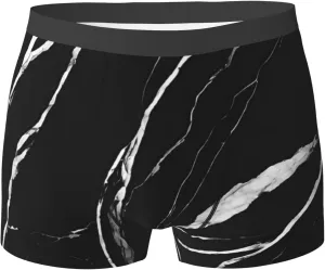 Men'S Boxer Briefs Soft Stretch Underwear Breathable Briefs (Black Gold Marble)