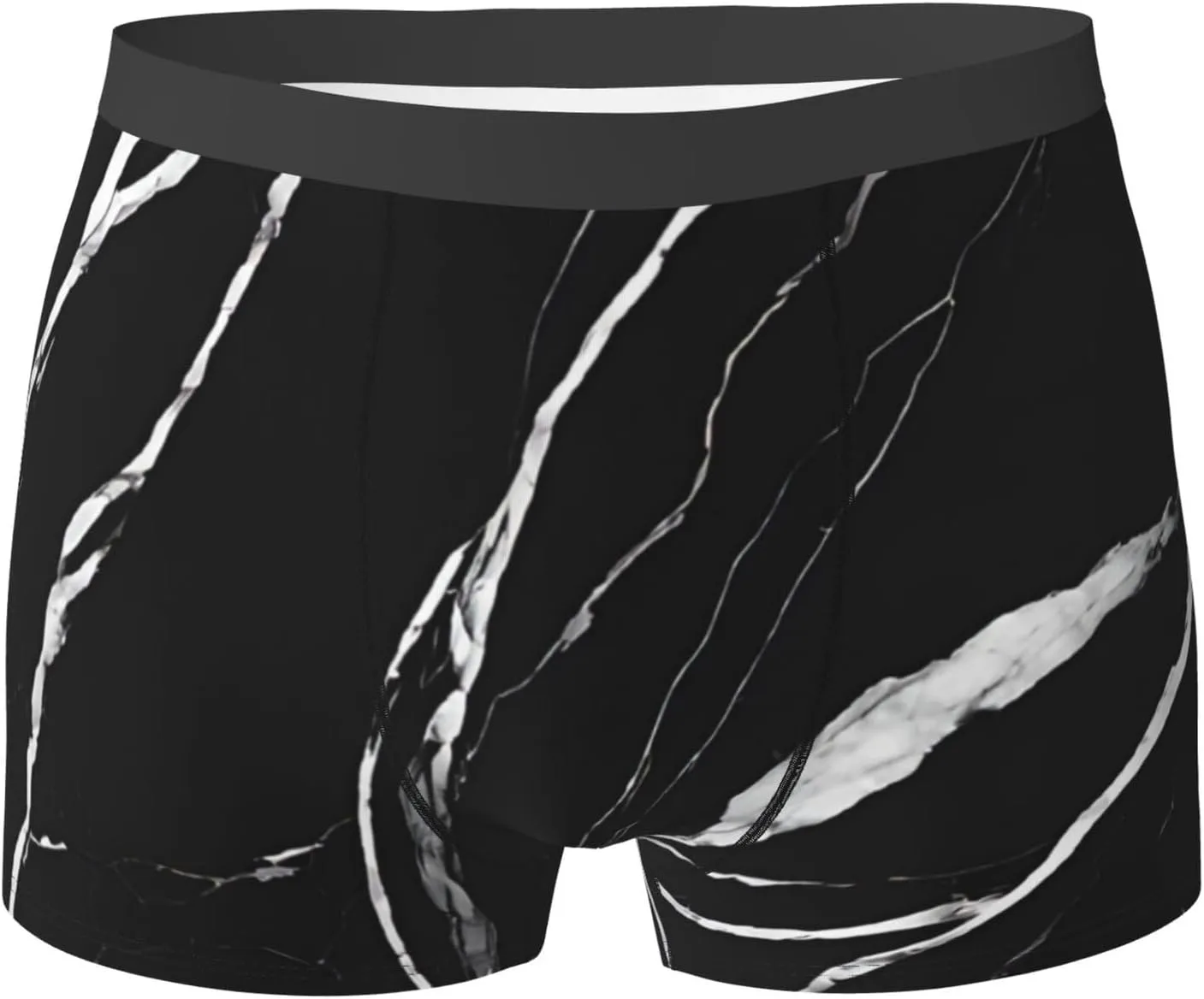 Men'S Boxer Briefs Soft Stretch Underwear Breathable Briefs (Black Gold Marble)