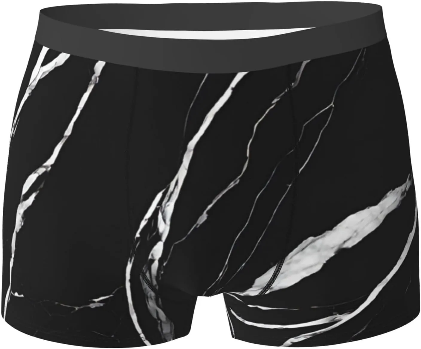 Men'S Boxer Briefs Soft Stretch Underwear Breathable Briefs (Black Gold Marble)