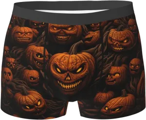 Men'S Boxer Briefs Soft Stretch Underwear Breathable Briefs (Halloween Pumpkin)