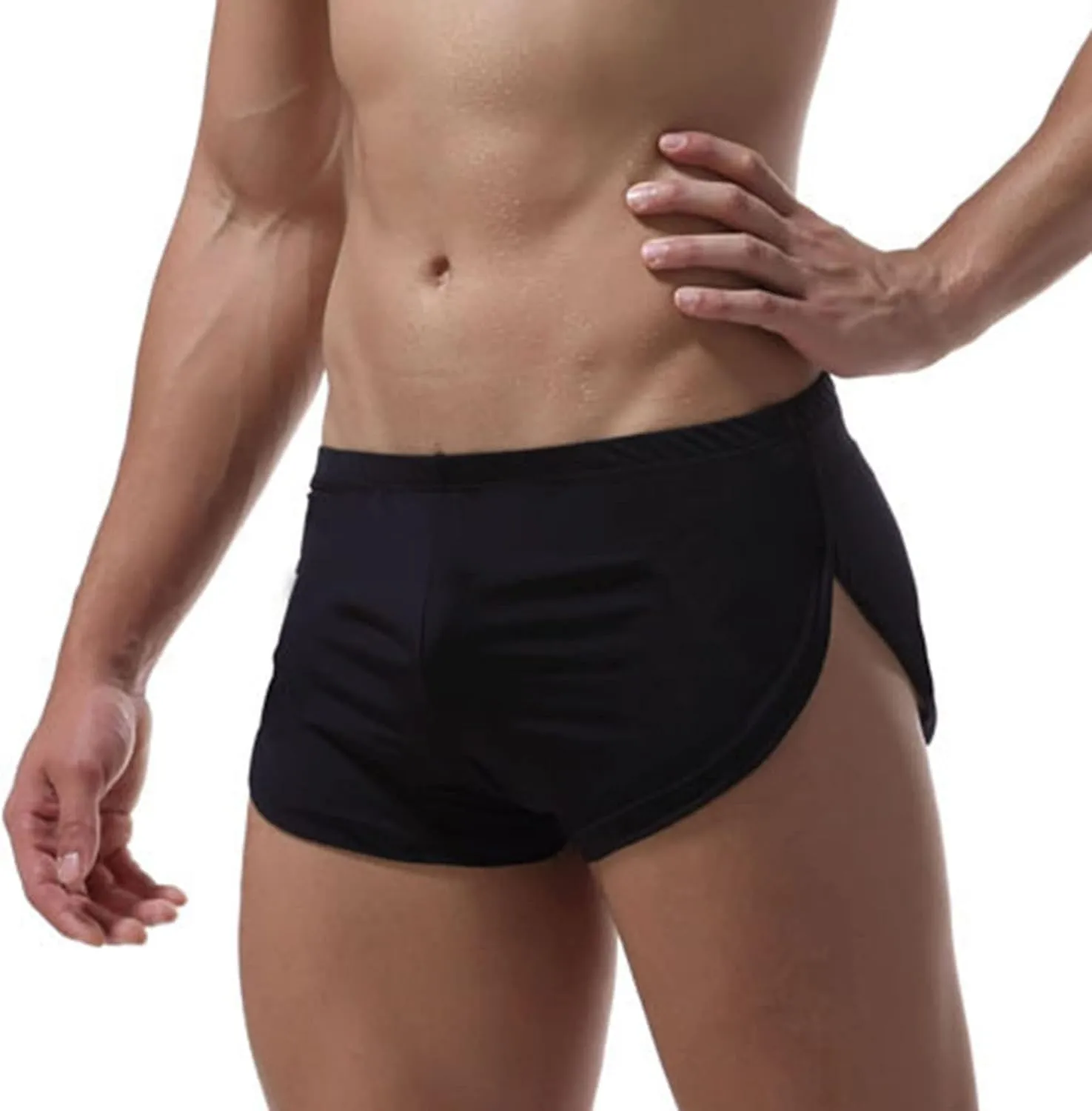 Men'S Boxer Shorts Lounge Breathable Athletic Underpants Loose Split Side Sexy Breathable Underwear Shorts