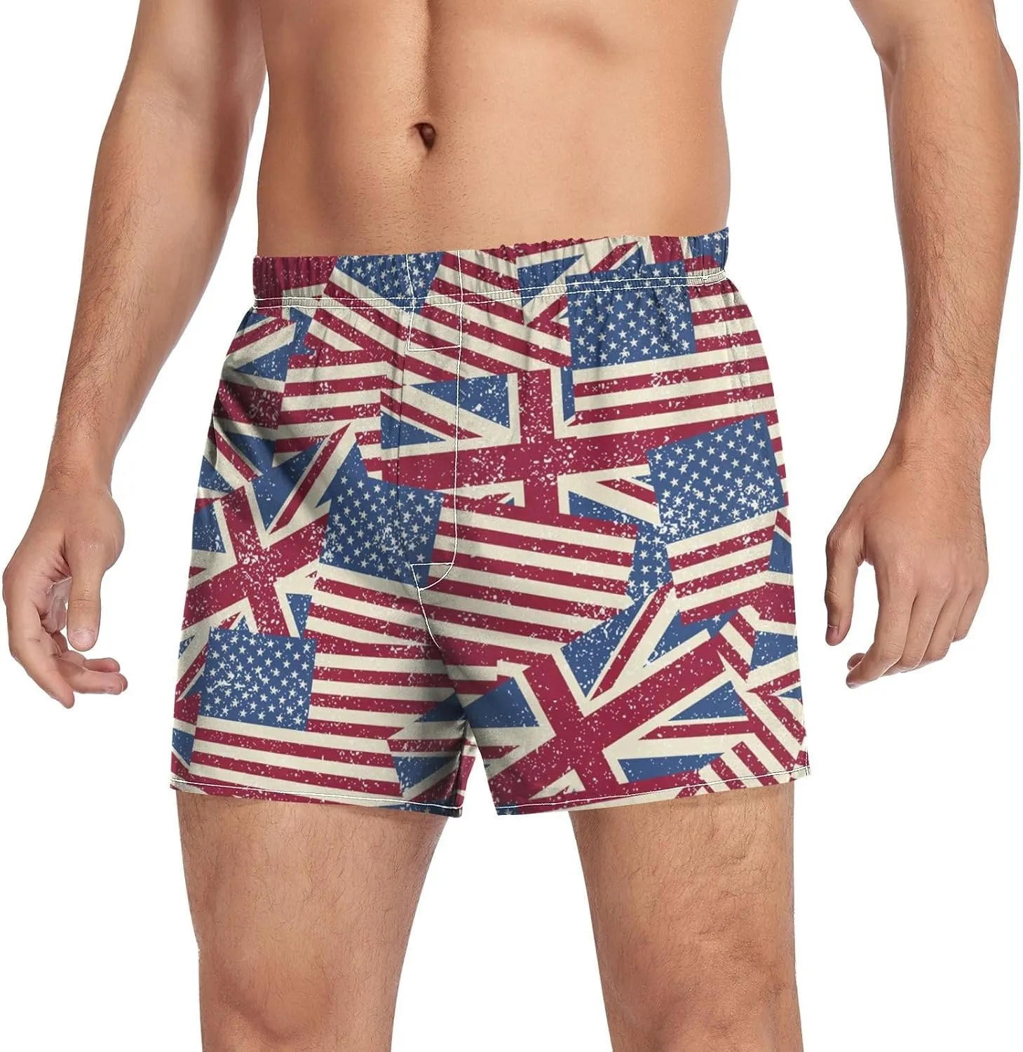 Men's Boxer Shorts, Soft Breathable Woven Boxer Briefs Underwear Button Fly S-XXL