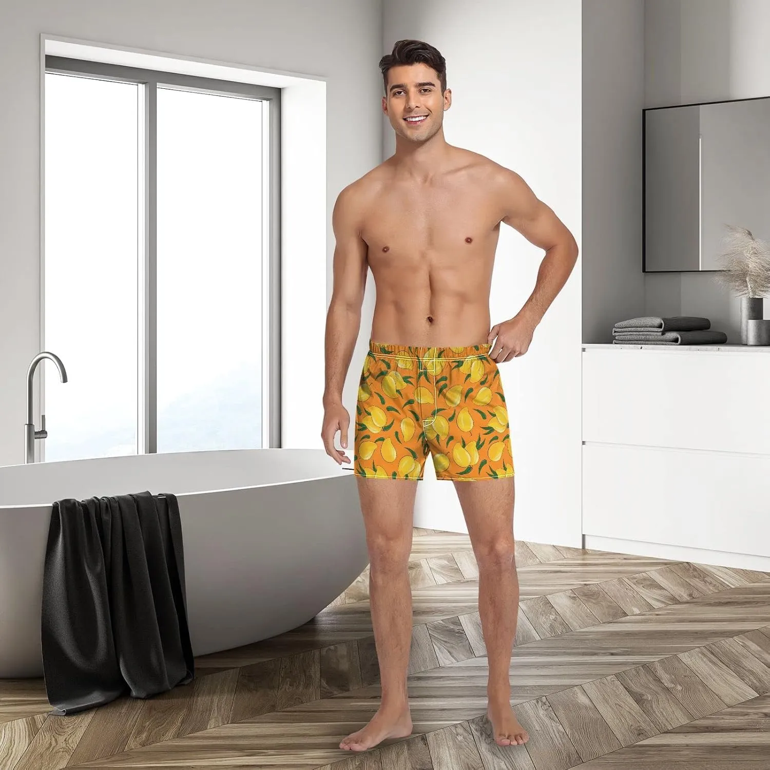 Men's Boxer Shorts, Soft Breathable Woven Boxer Briefs Underwear Button Fly S-XXL
