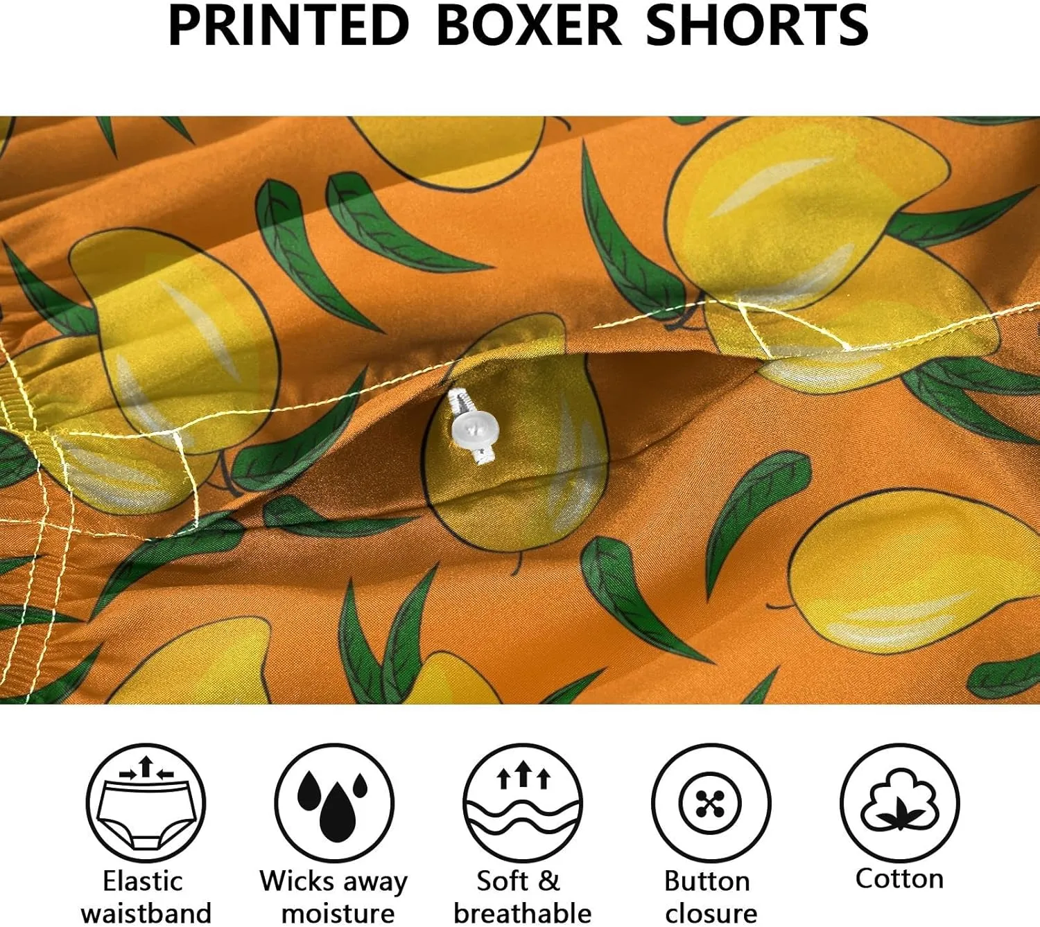 Men's Boxer Shorts, Soft Breathable Woven Boxer Briefs Underwear Button Fly S-XXL