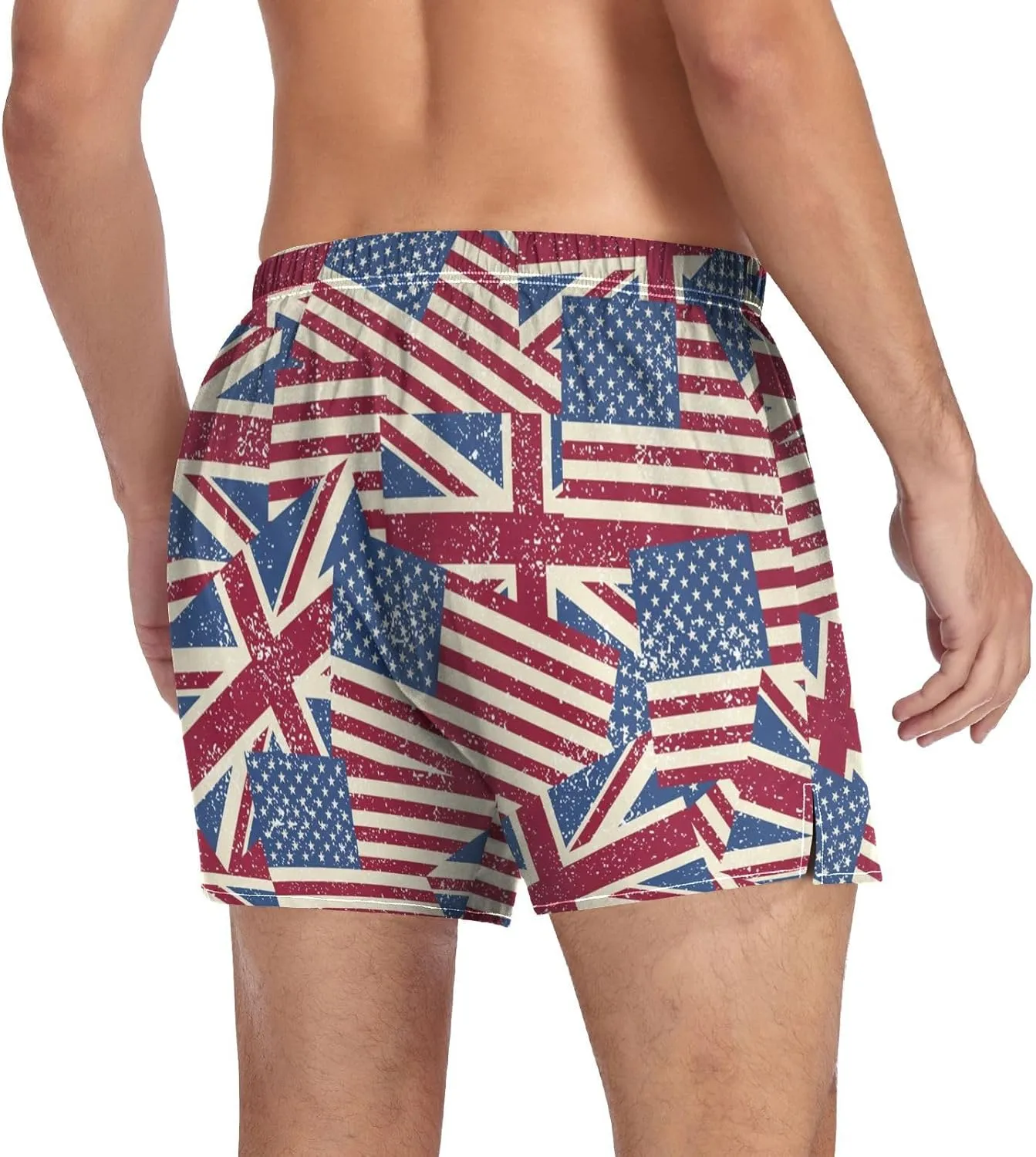Men's Boxer Shorts, Soft Breathable Woven Boxer Briefs Underwear Button Fly S-XXL