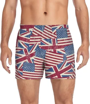 Men's Boxer Shorts, Soft Breathable Woven Boxer Briefs Underwear Button Fly S-XXL